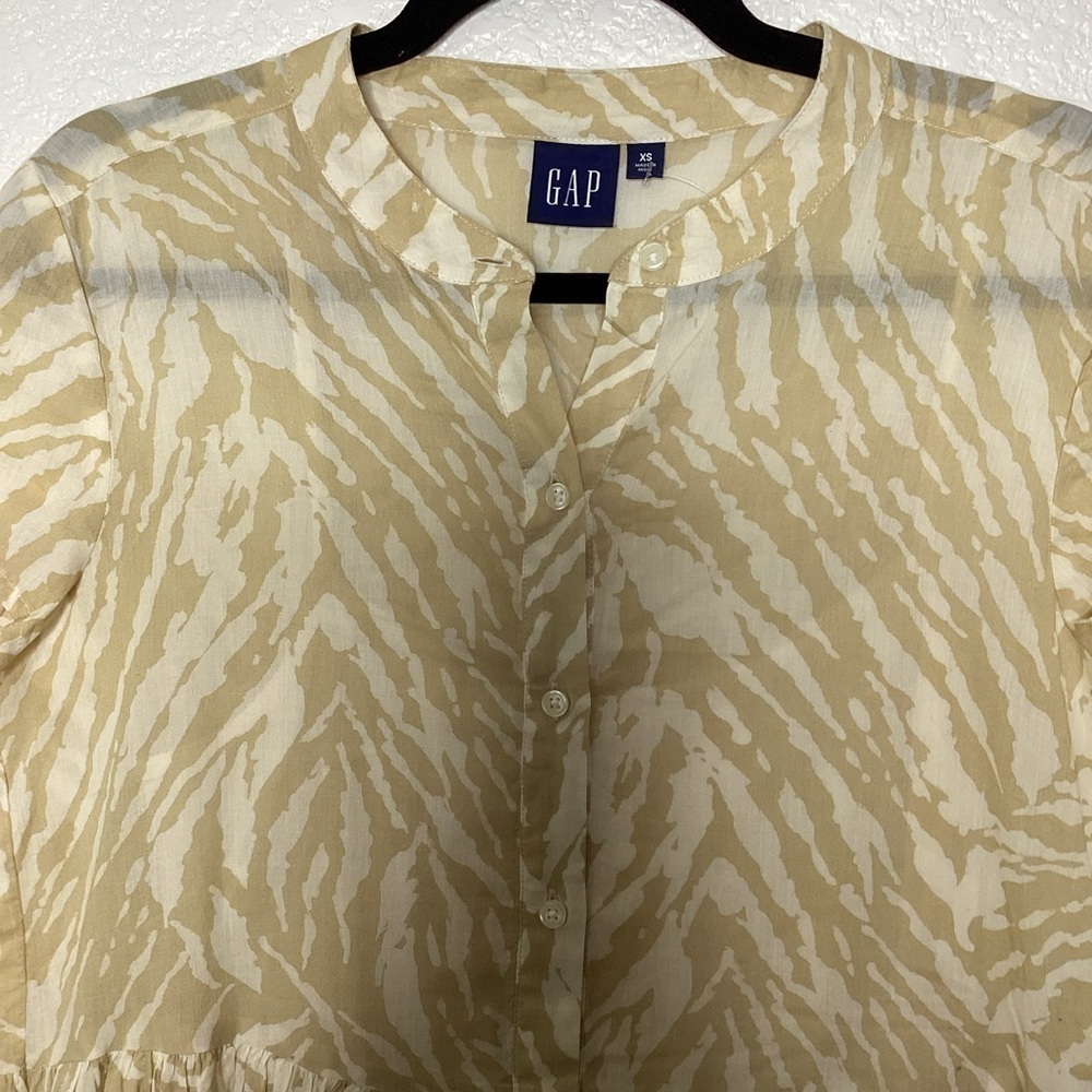 GAP SIZE XS DRESS EMPIRE WAIST MIDI BROWN ZEBRA ANIMAL PRINT GUC - Picture 7 of 16